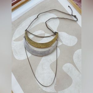 Vintage brass and silver metal necklace with chains